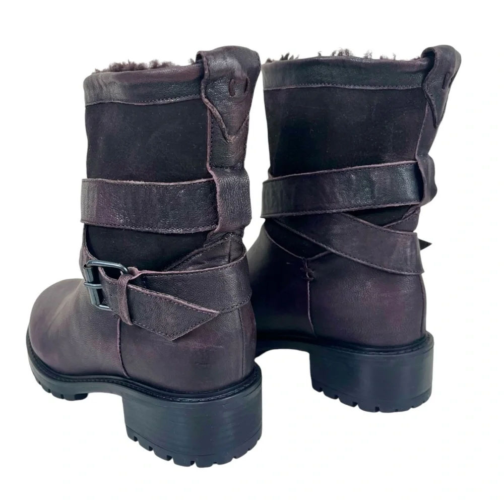 Ross & Snow Women US 5 Emilina Shearling Boots Frosted Winter Plum Made in Italy